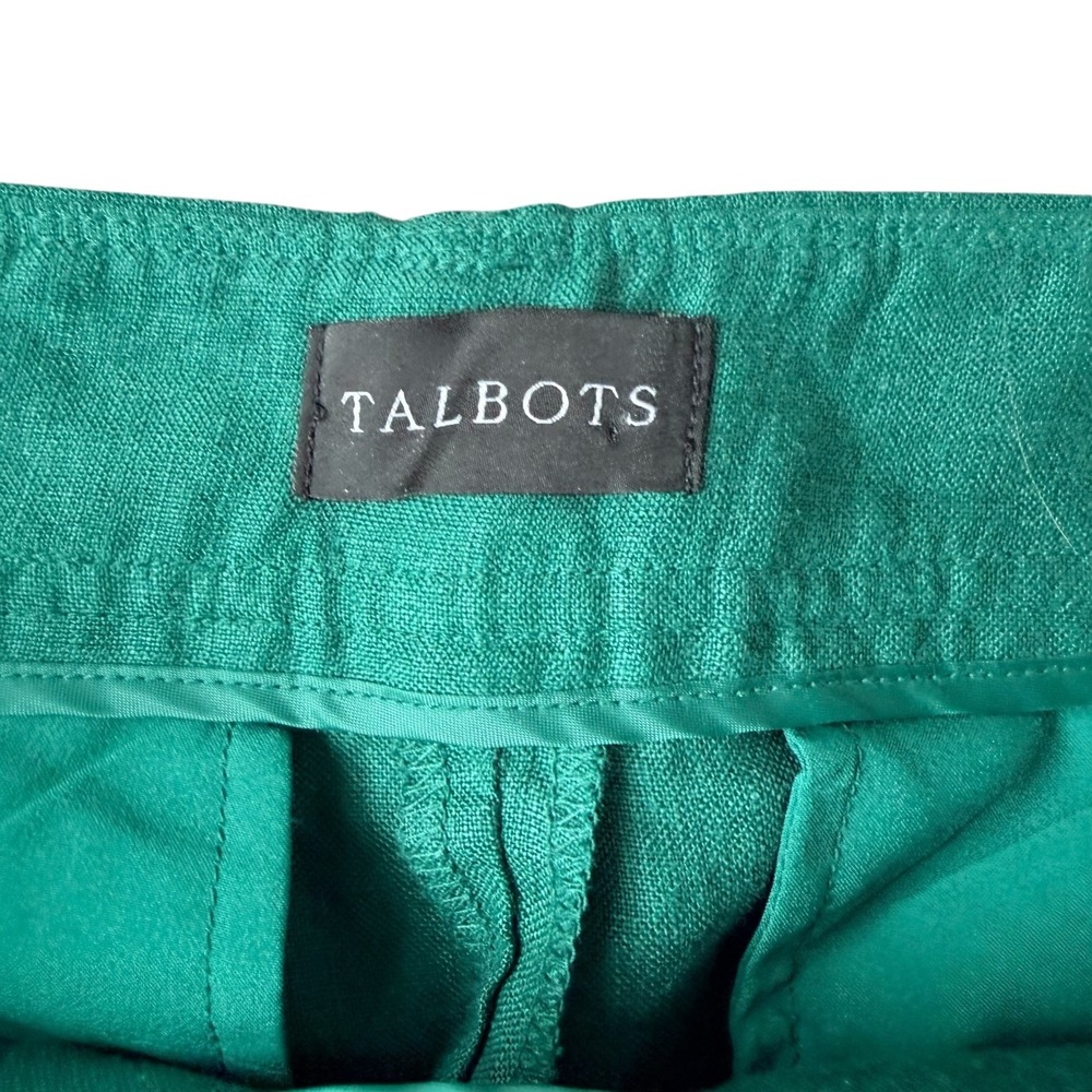 Talbots Greenwich Women's 8 Heritage Green 100% Linen Wide Leg Pants Trousers - Picture 5 of 7
